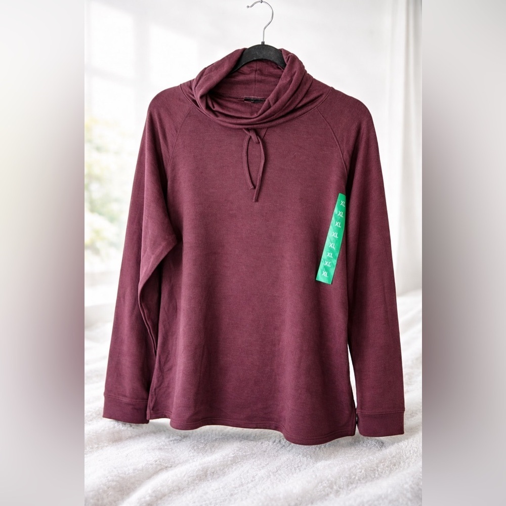 32 Degrees Heat Cowl Neck Sweater XL Burgundy | Stretch Soft Pullover NWT